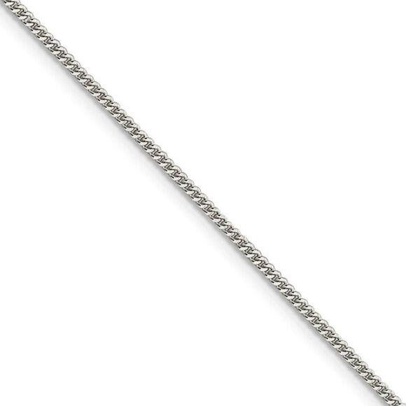 1.5mm Sterling Silver Solid Curb Chain Necklace 24 Inch